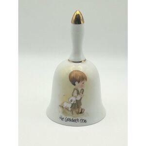 Precious Moments He Leadeth Me Porcelain Bell 1985 Enesco Shepherd Boy Japan